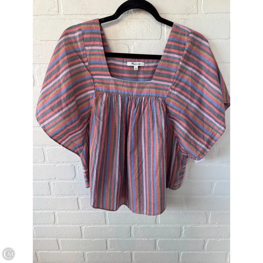 Top Short Sleeve By Madewell In Pink & Red, Size: S