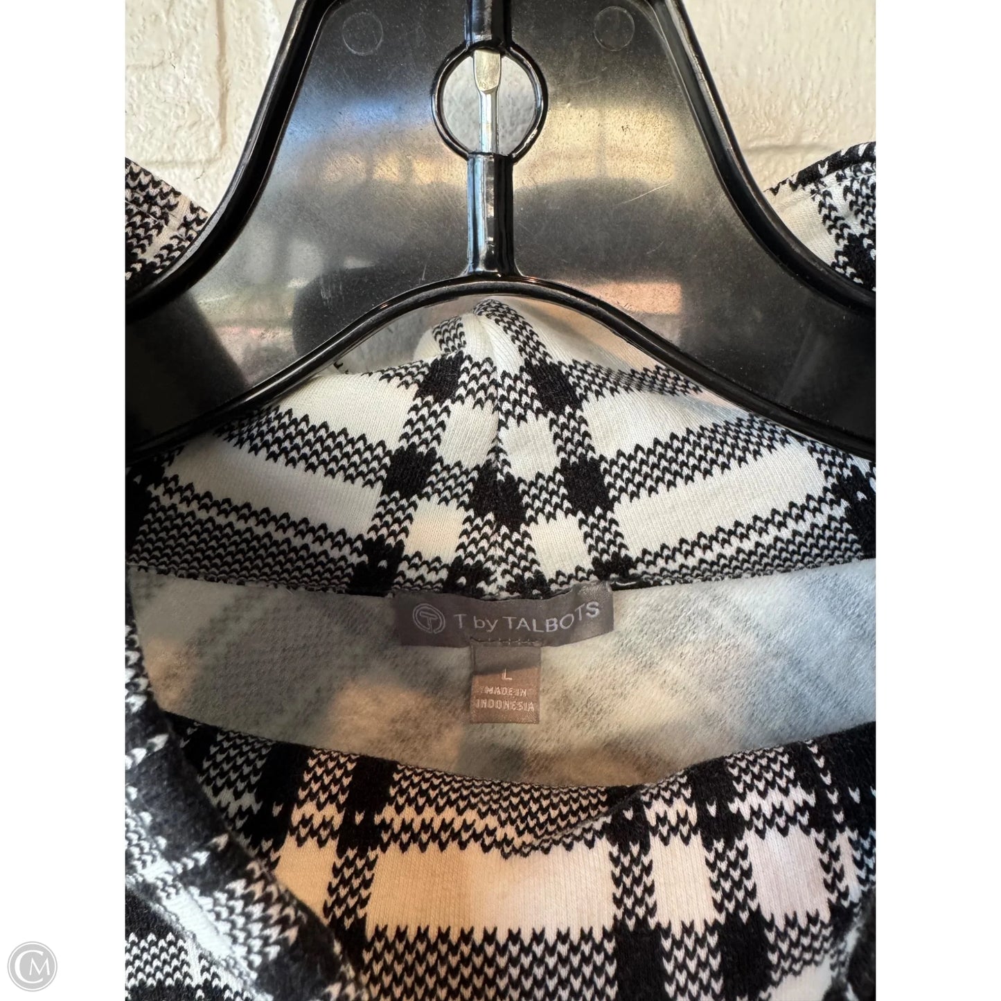 Top Long Sleeve By Talbots In Black & White, Size: L