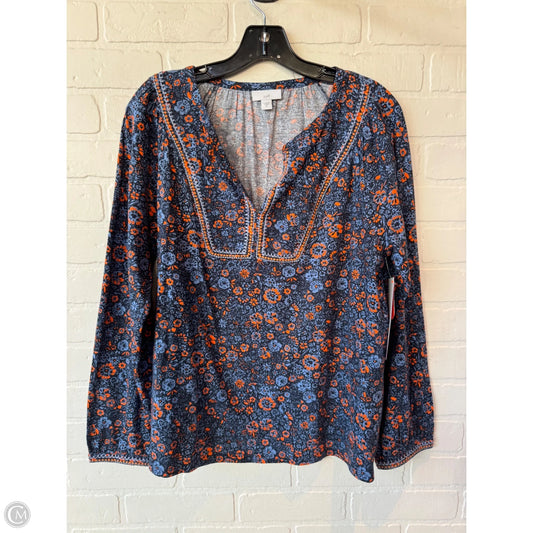 Top Long Sleeve By J. Jill In Blue & Orange, Size: M