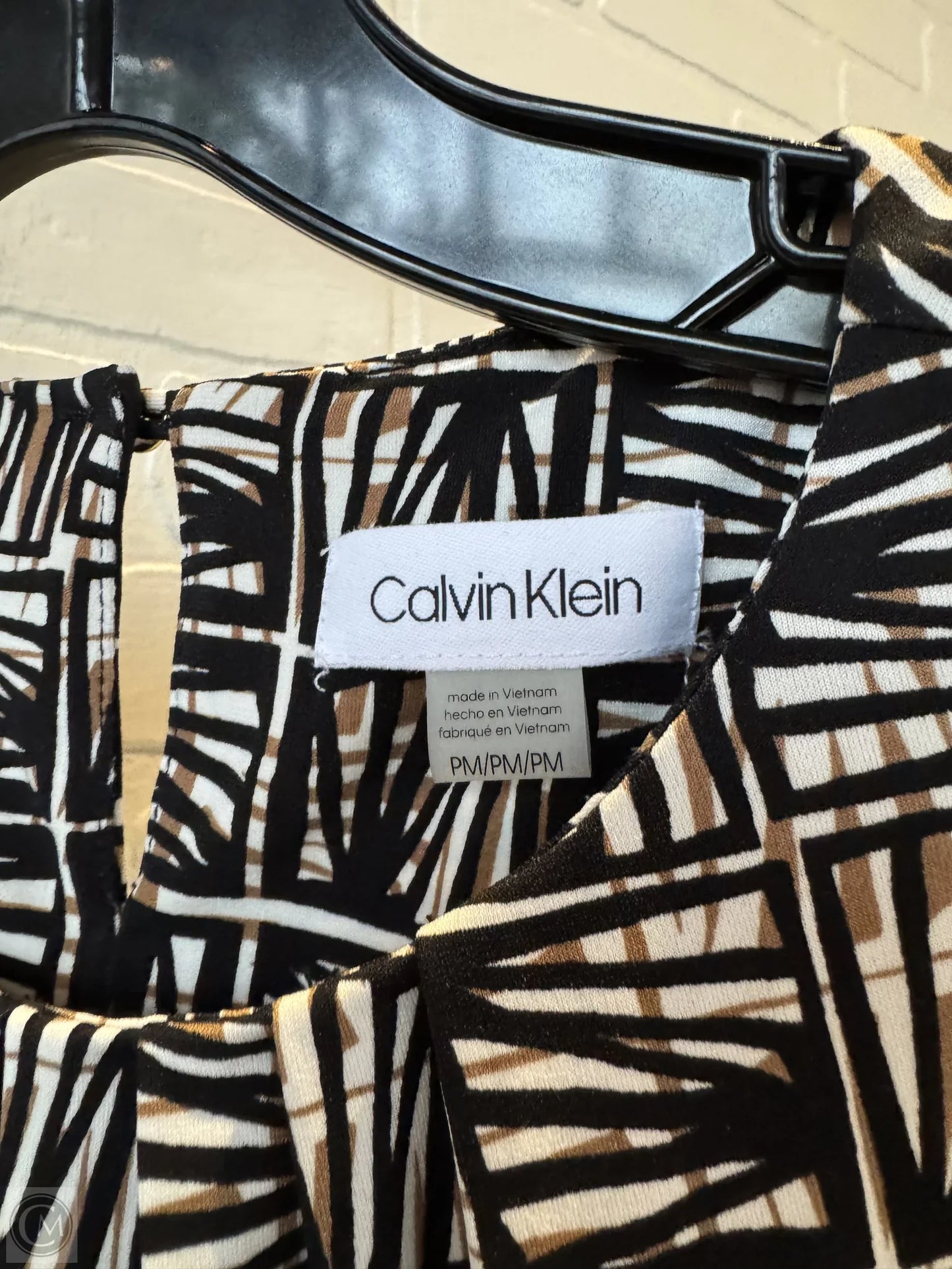 Top Sleeveless By Calvin Klein In Black & Brown, Size: Mp