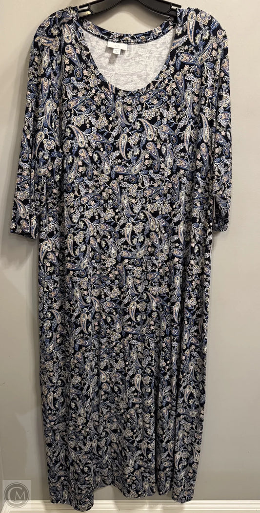 Dress Casual Midi By J. Jill In Black & Blue, Size: Xlp