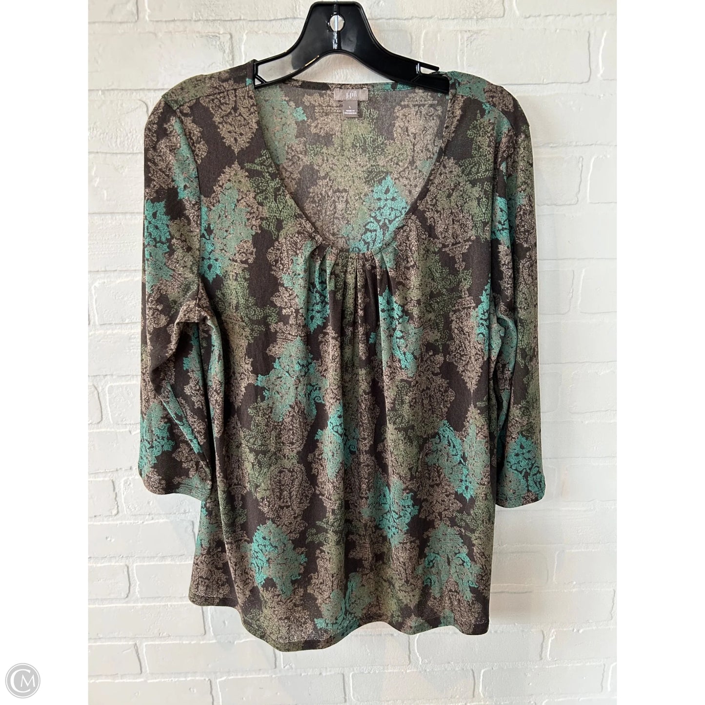 Top Long Sleeve By J. Jill In Brown & Green, Size: L