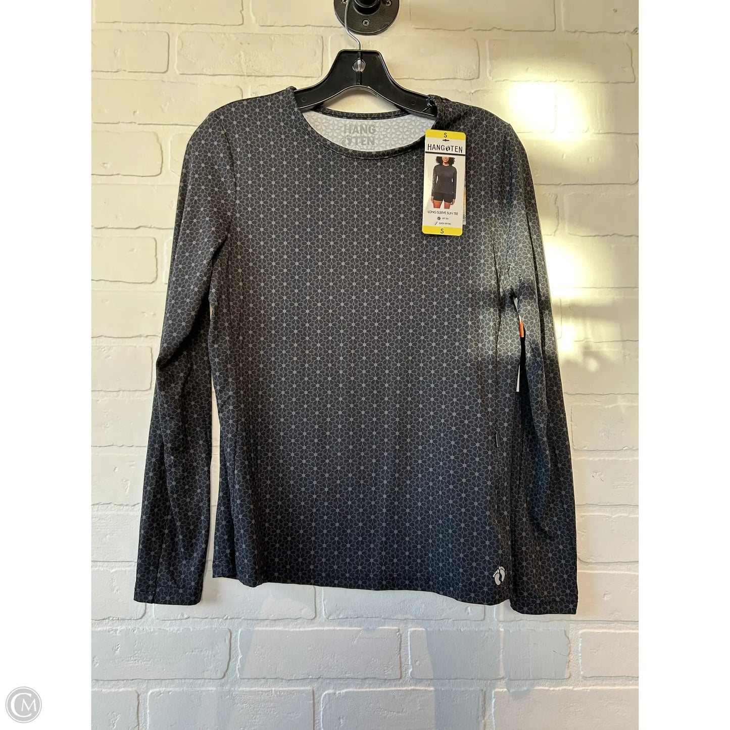 Top Long Sleeve By Hang Ten In Black & Grey, Size: S