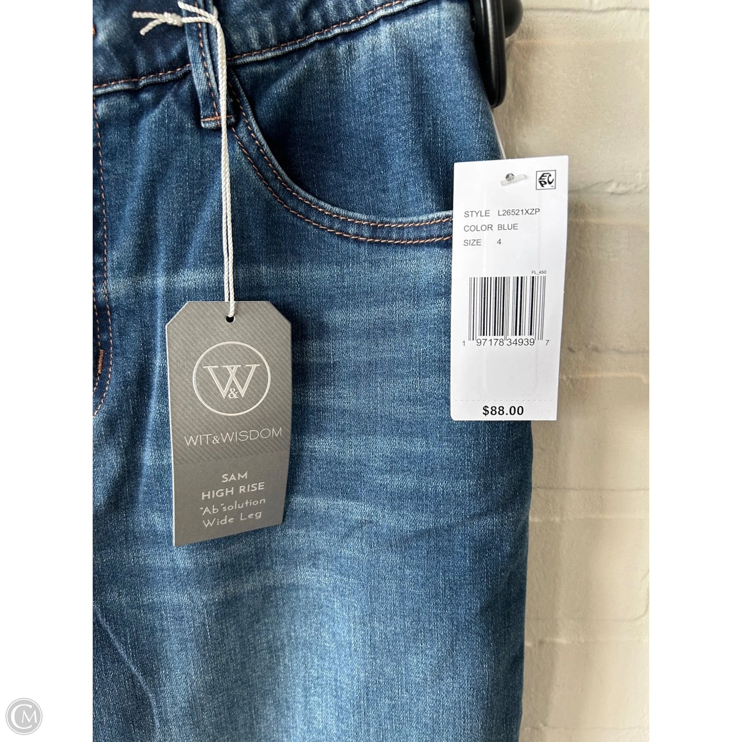 Jeans Wide Leg By Wit & Wisdom In Blue Denim, Size: 4