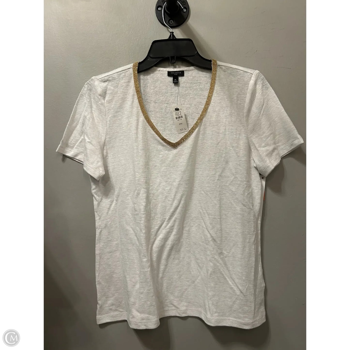 Top Short Sleeve By Talbots In White, Size: Mp