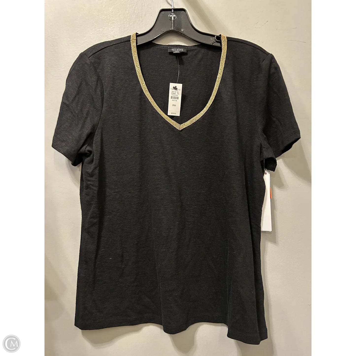 Top Short Sleeve By Talbots In Black & Gold, Size: Mp