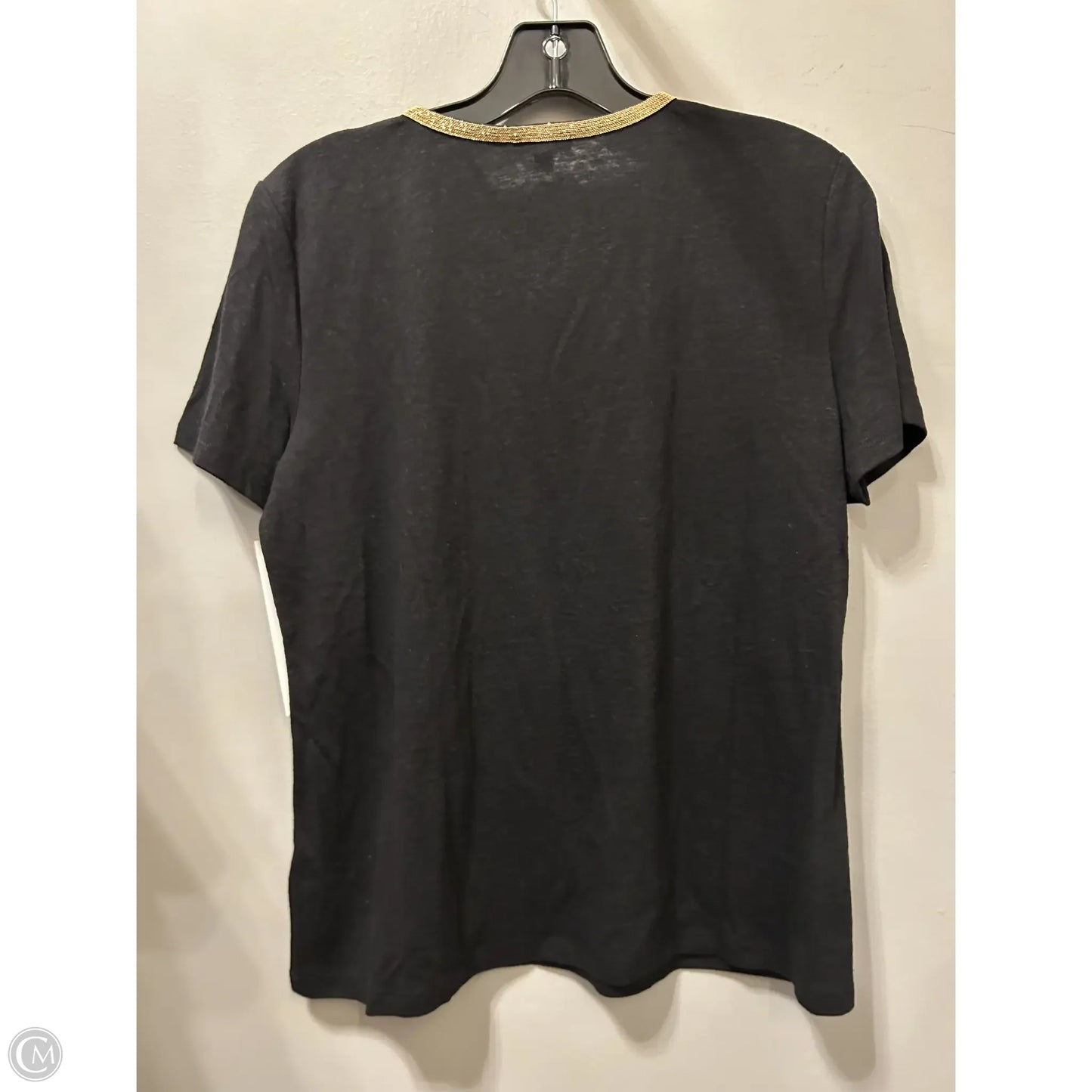 Top Short Sleeve By Talbots In Black & Gold, Size: Mp