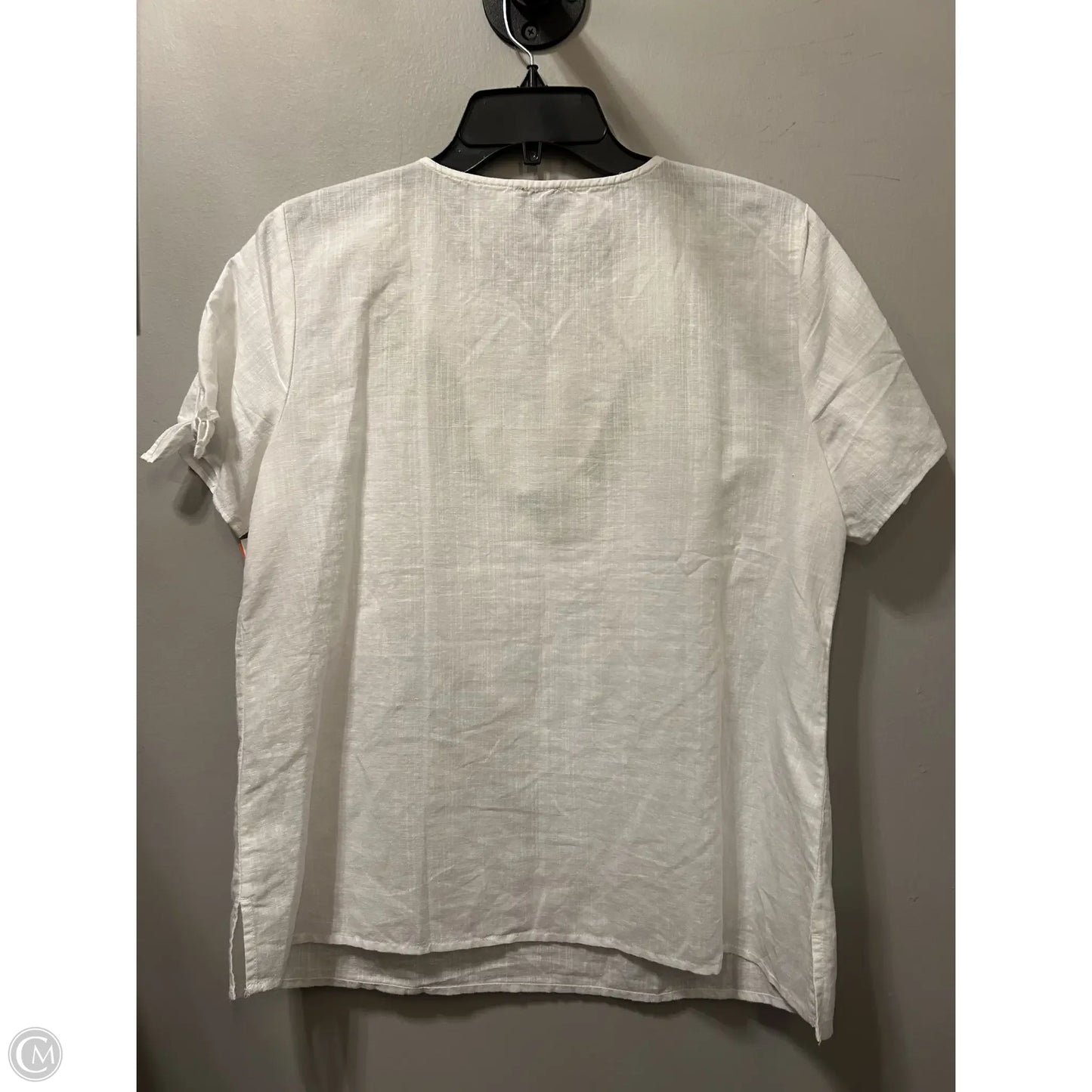 Top Short Sleeve By Talbots In White & Yellow, Size: Mp