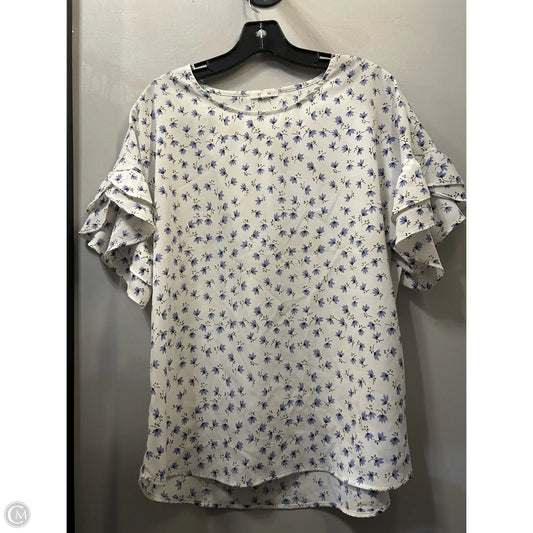 Top Short Sleeve By Pleione In Blue & White, Size: S