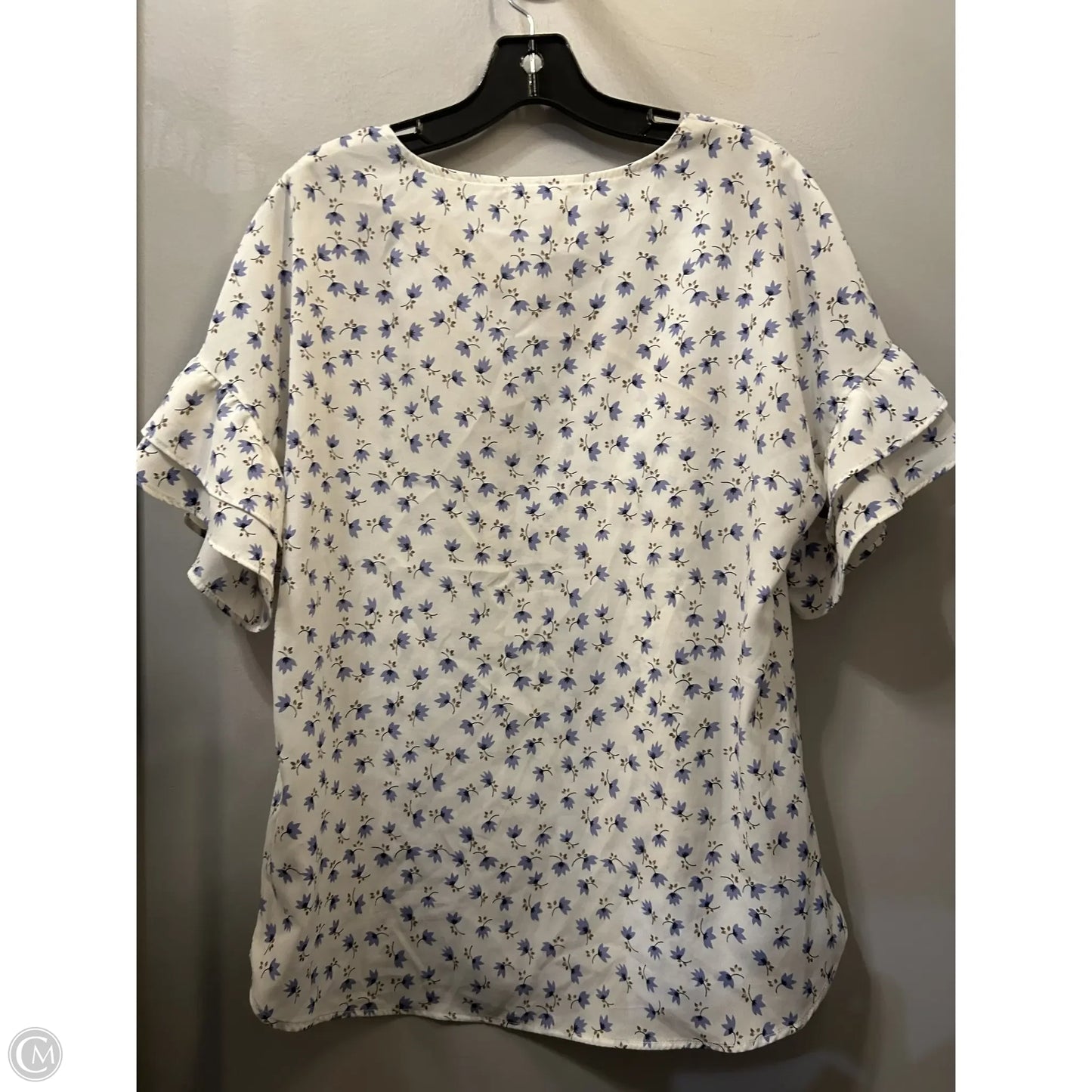 Top Short Sleeve By Pleione In Blue & White, Size: S