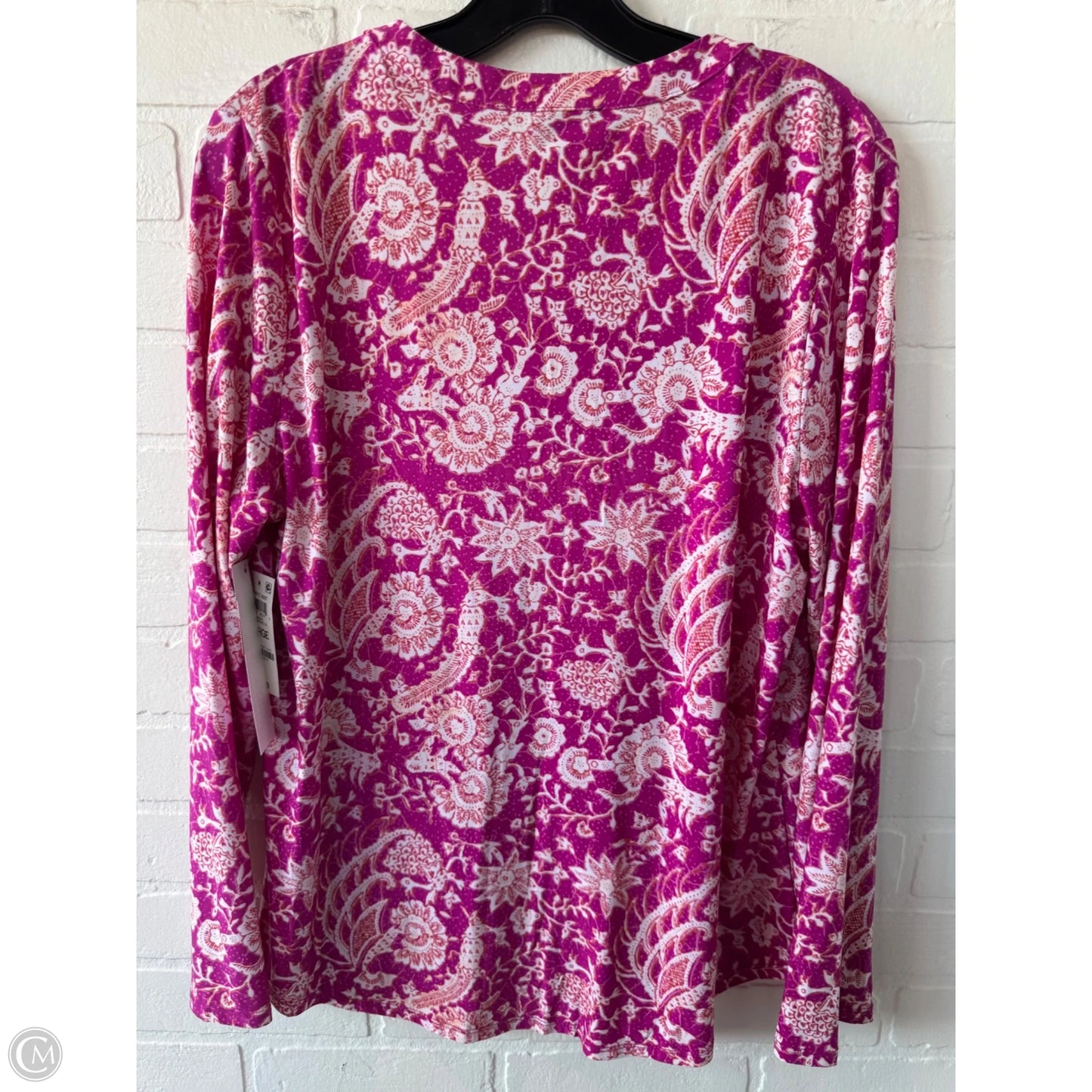 Top Long Sleeve By Inc In Pink & White, Size: L