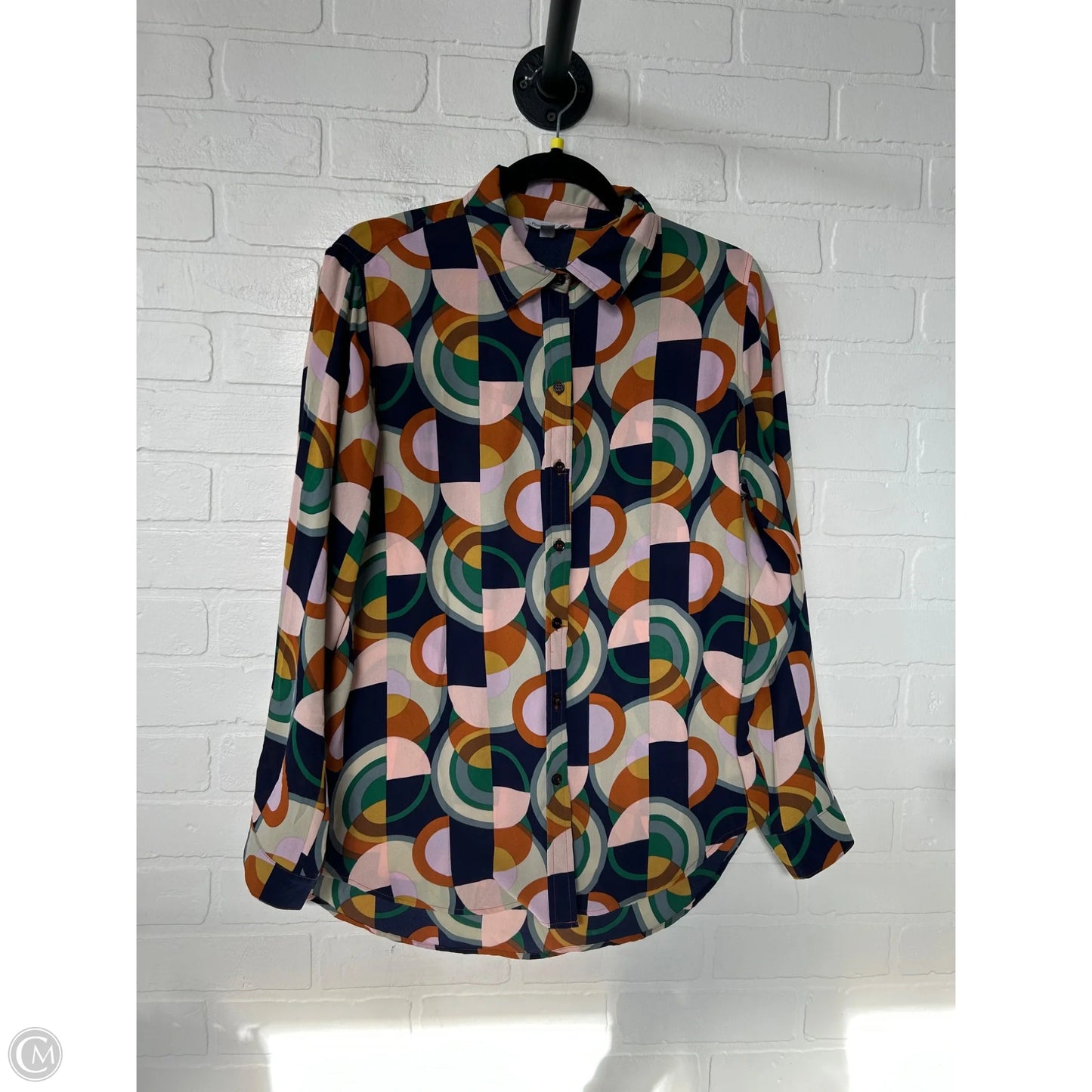 Top Long Sleeve By floral + ivy In Blue & Orange, Size: M