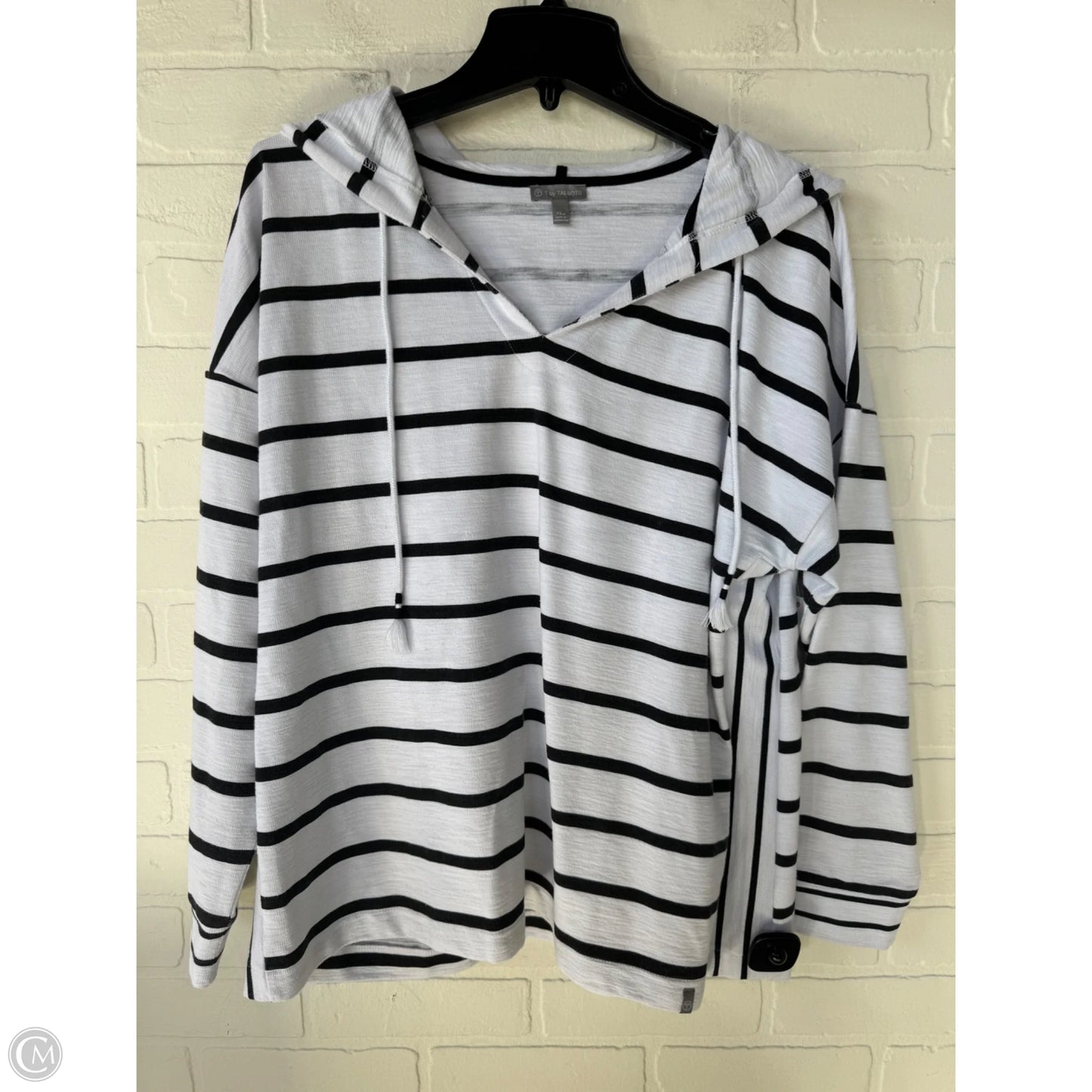 Sweatshirt Hoodie By Talbots In Black & White, Size: Xlp