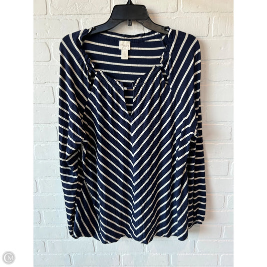 Top Long Sleeve By Chicos In Blue & Cream, Size: L