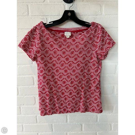 Top Short Sleeve By Anthropologie In Red & White, Size: Xs