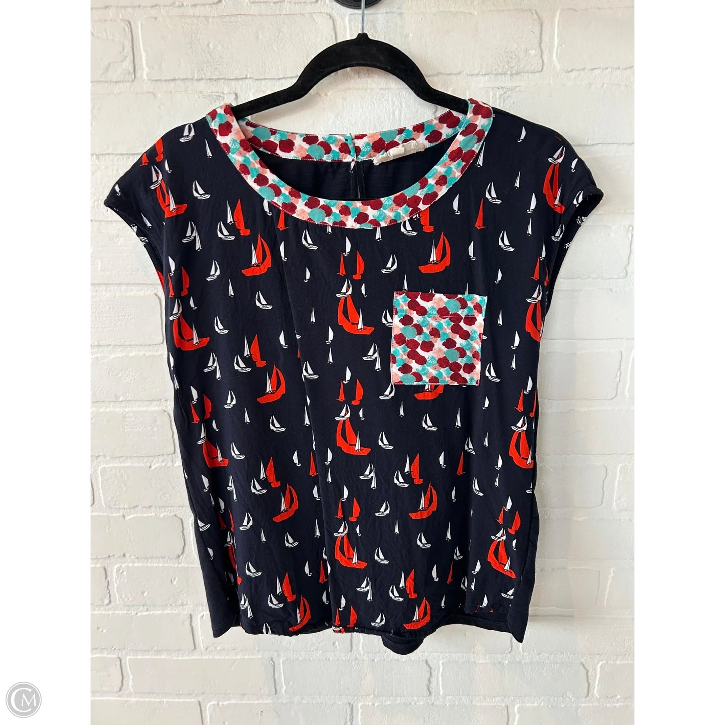 Top Sleeveless By Porridge In Blue & White, Size: Xs