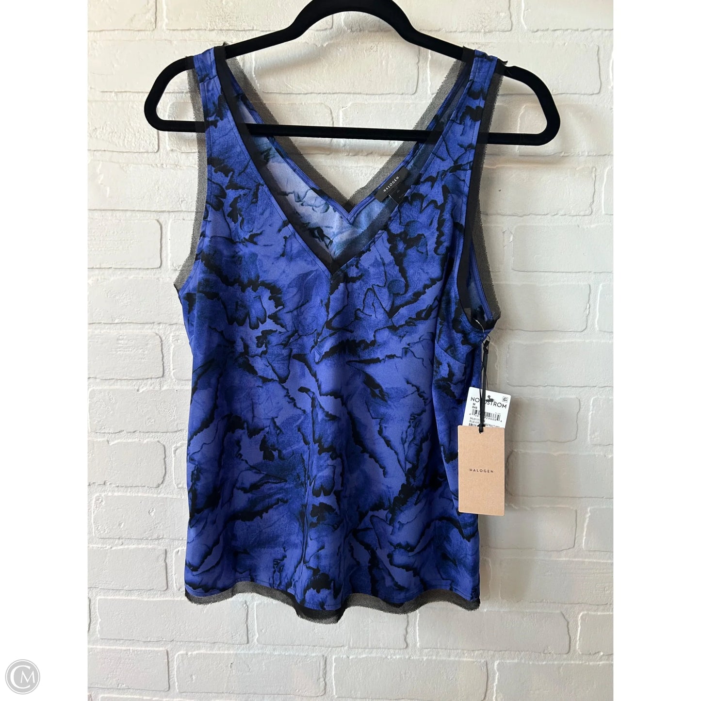 Top Sleeveless By Halogen In Black & Blue, Size: M