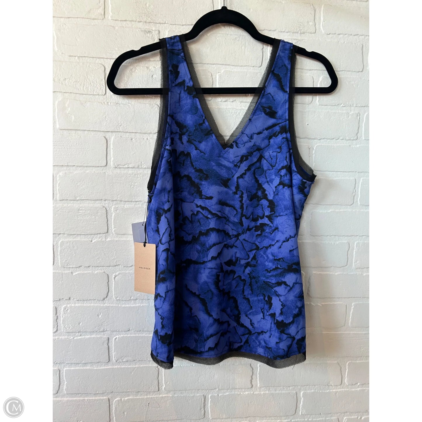 Top Sleeveless By Halogen In Black & Blue, Size: M