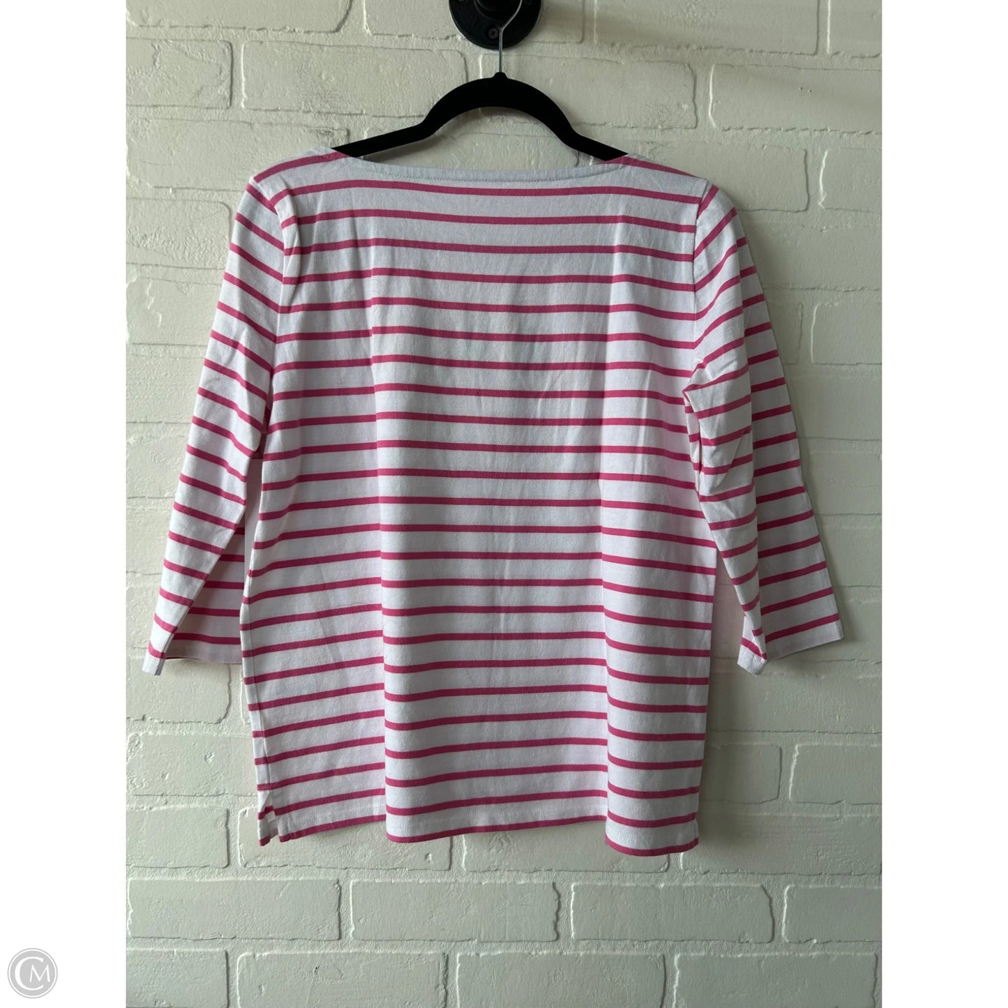 Top 3/4 Sleeve By Talbots In Pink & White, Size: Mp