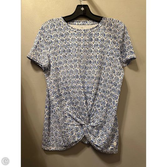 Top Short Sleeve By Talbots In Blue & White, Size: Mp