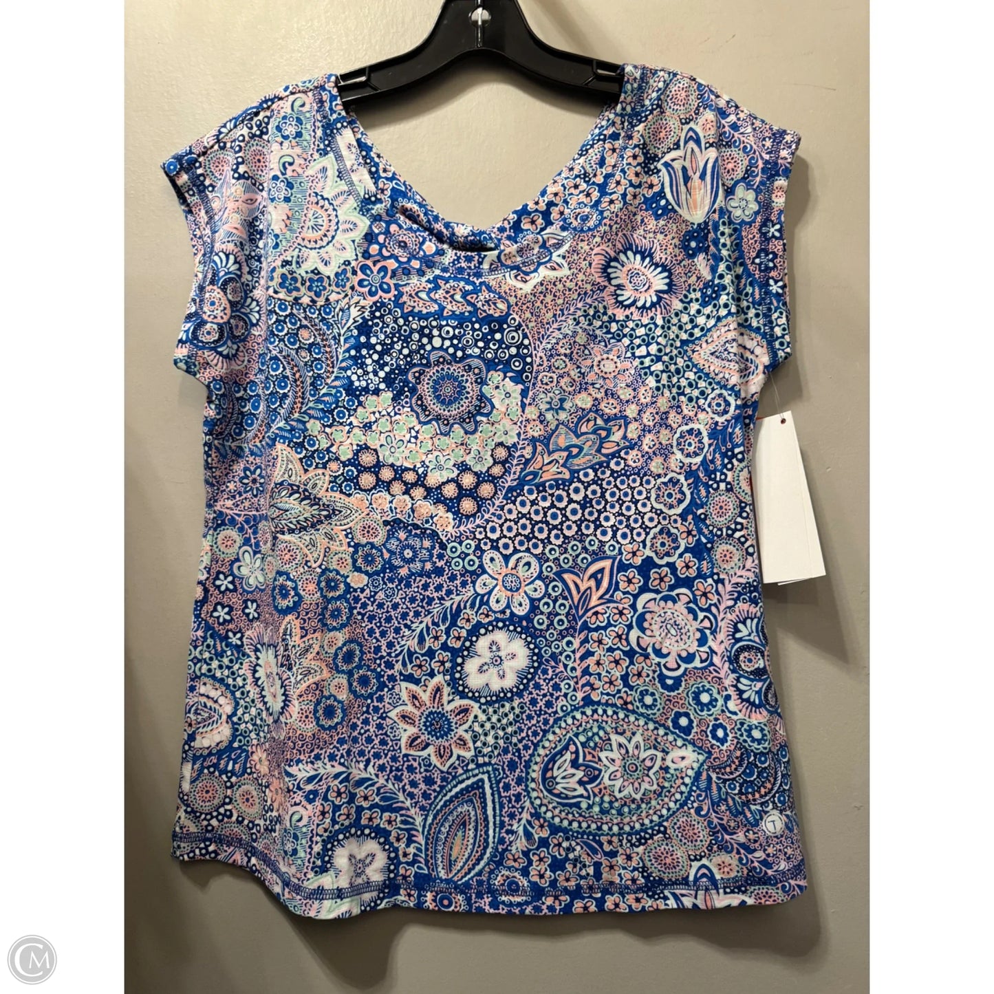 Top Short Sleeve By Talbots In Blue & White, Size: Mp