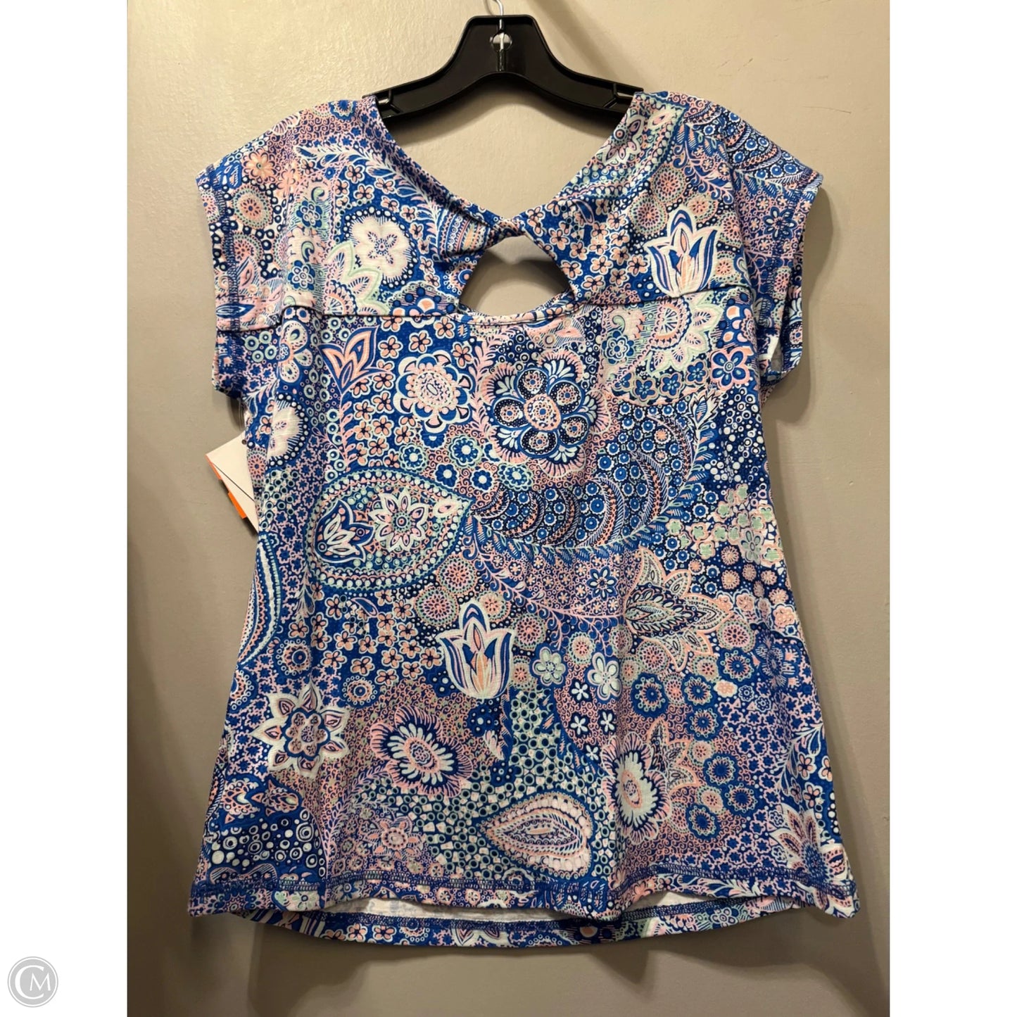 Top Short Sleeve By Talbots In Blue & White, Size: Mp