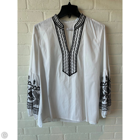 Top Long Sleeve By Chicos In Black & White, Size: M