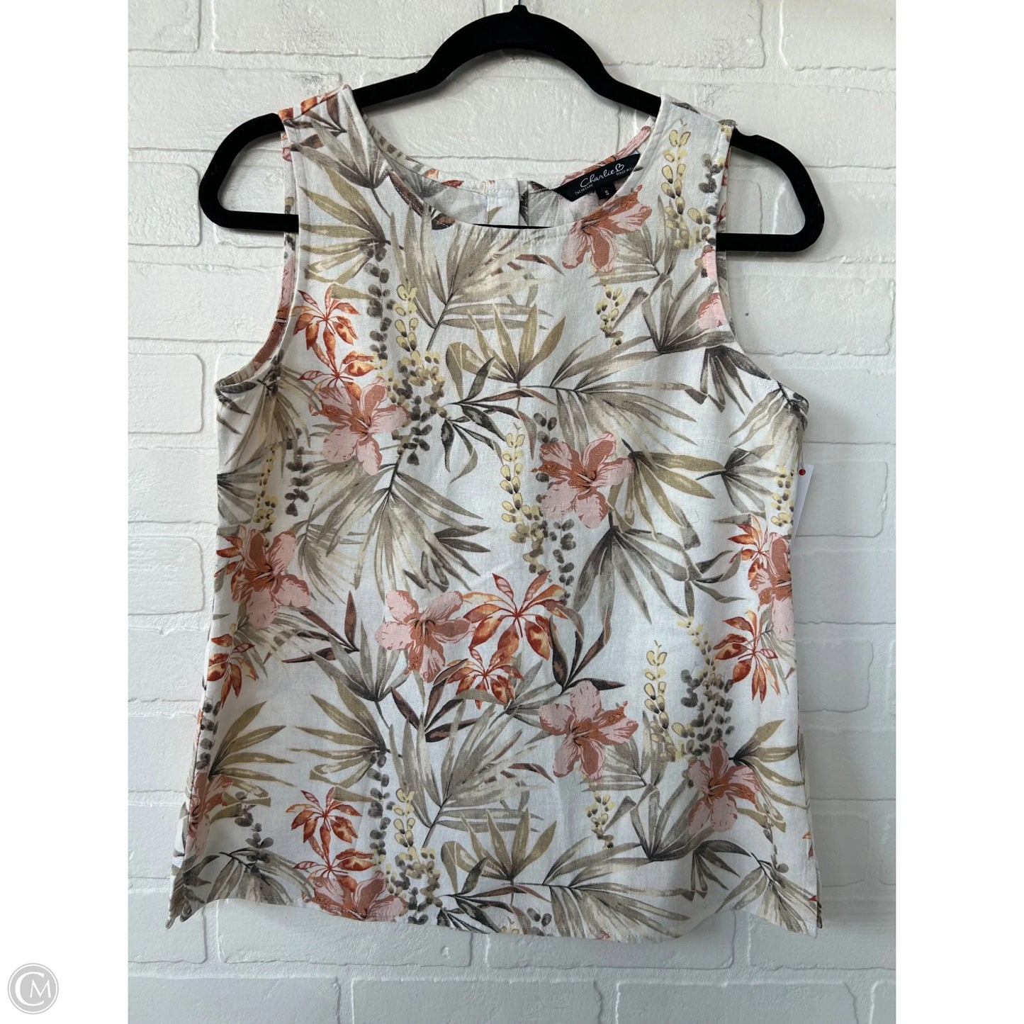 Top Sleeveless By Charlie B In Cream & Orange, Size: S