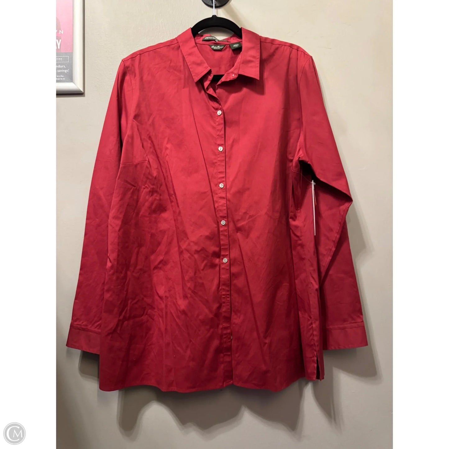 Top Long Sleeve By Eddie Bauer In Red, Size: 1x