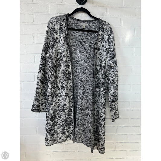 Sweater Cardigan By Dana Buchman In Black & White, Size: Xl