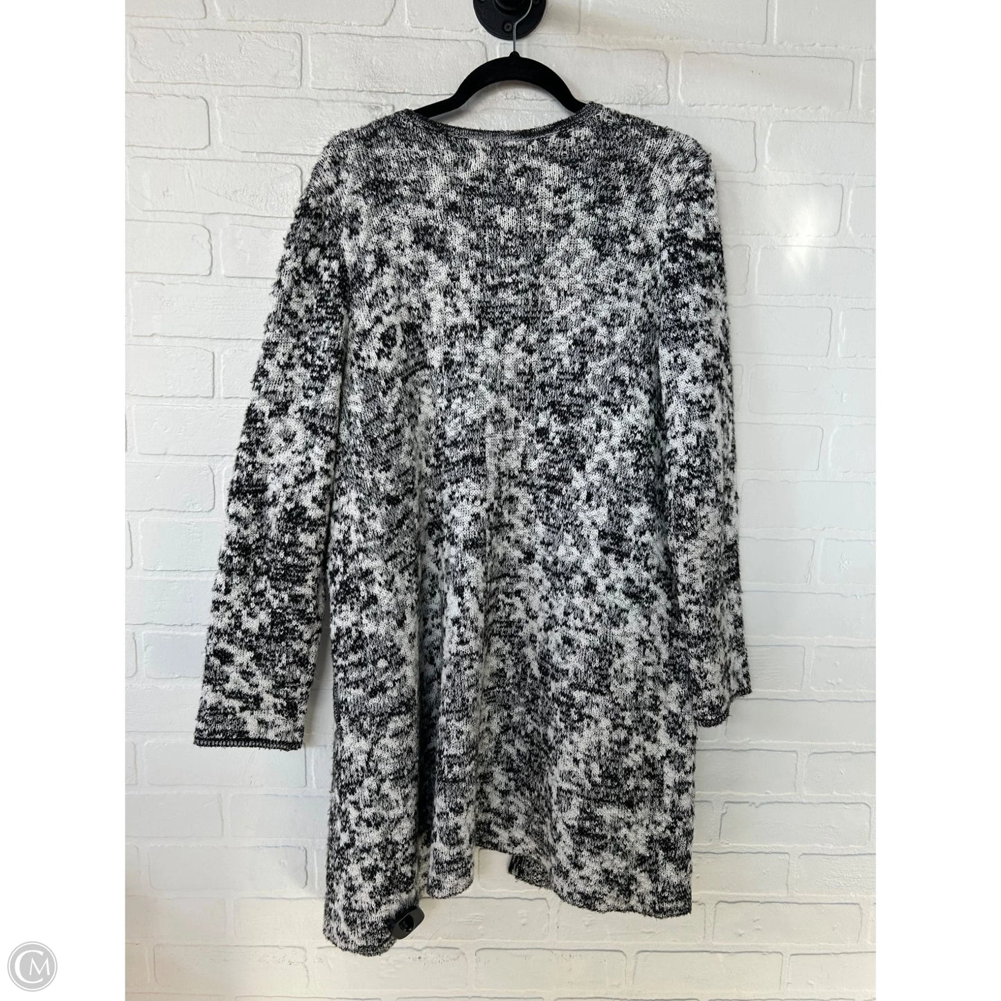 Sweater Cardigan By Dana Buchman In Black & White, Size: Xl