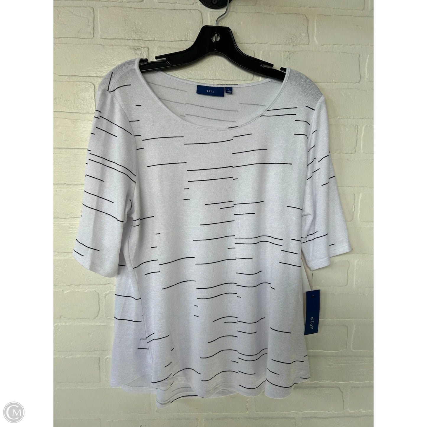 Top Short Sleeve By Apt 9 In Black & White, Size: L