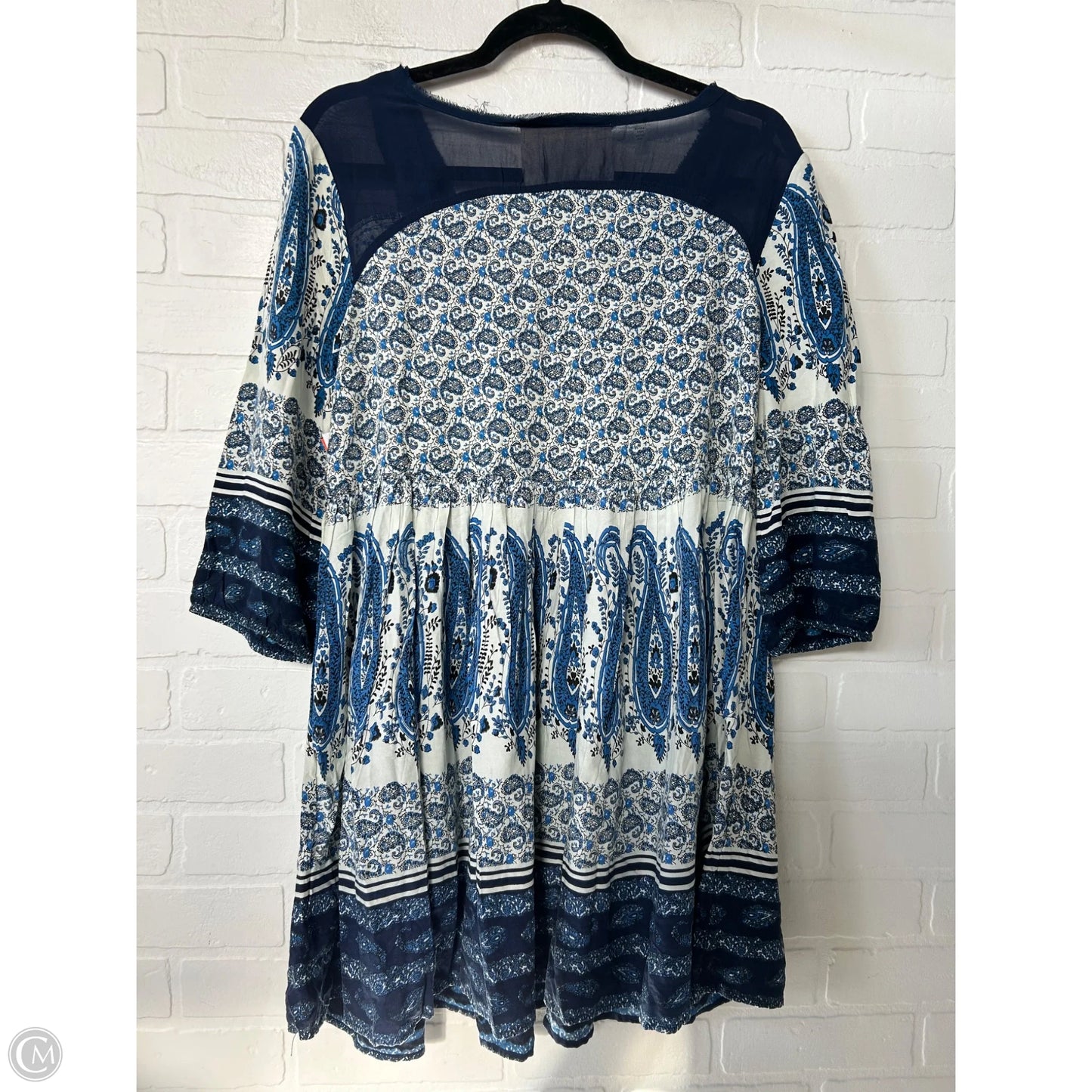 Tunic Long Sleeve By california moon rise In Blue & Cream, Size: M