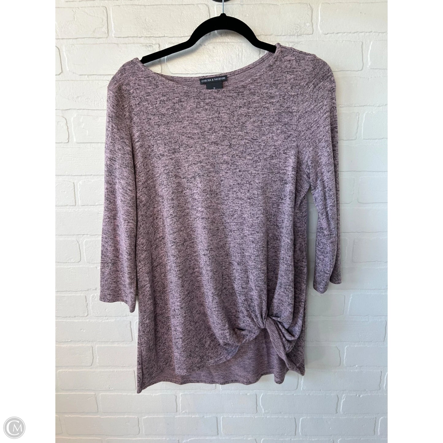 Top Long Sleeve By Chelsea And Theodore In Grey & Pink, Size: M