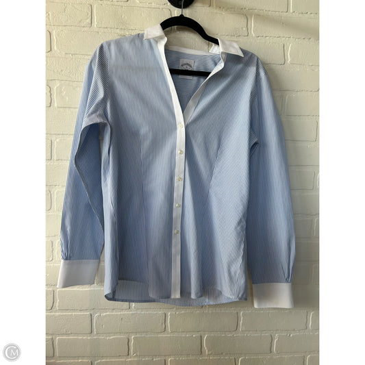 Top Long Sleeve By Brooks Brothers In Blue & White, Size: M