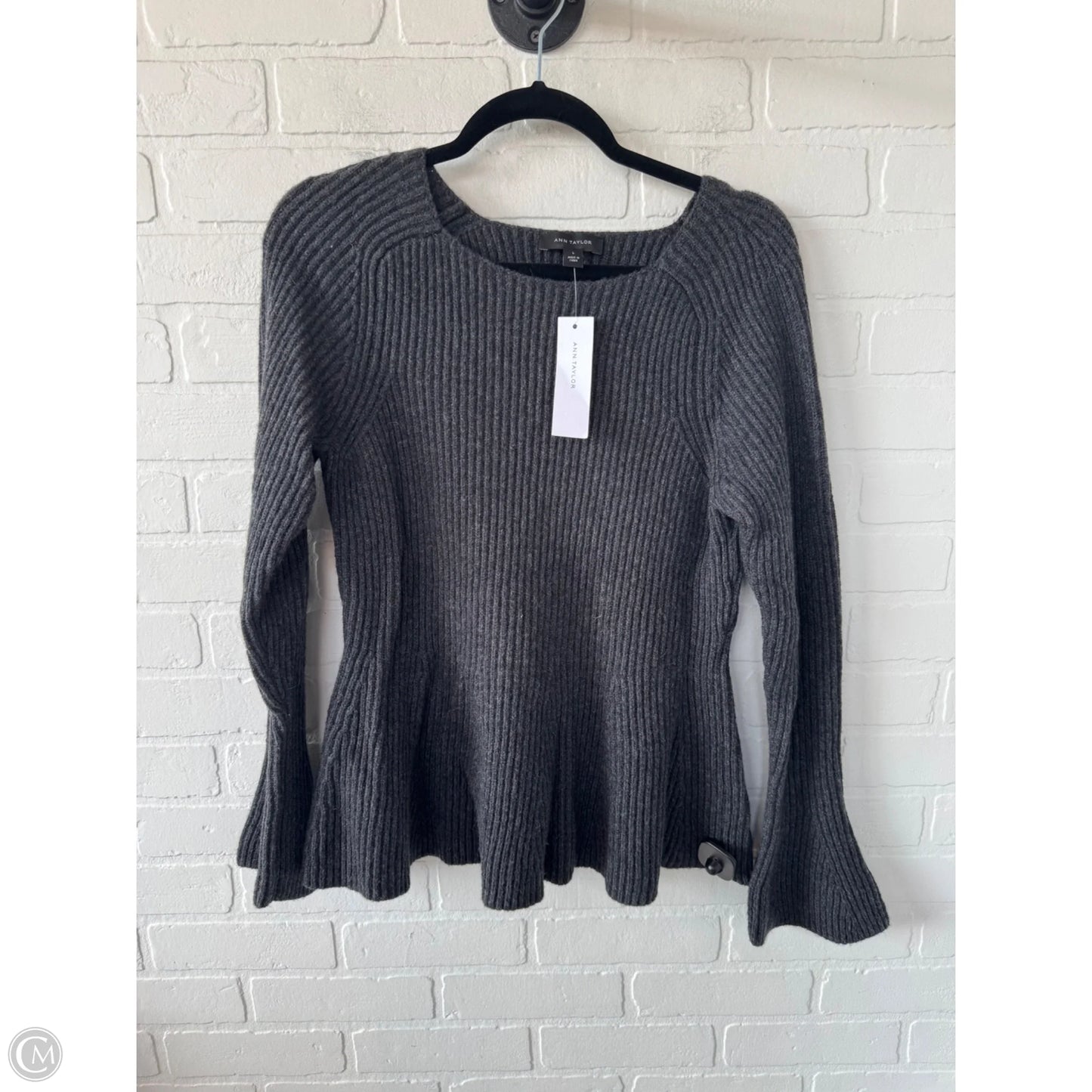 Sweater By Ann Taylor In Grey, Size: L