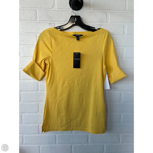 Top Short Sleeve By Lauren By Ralph Lauren In Yellow, Size: S