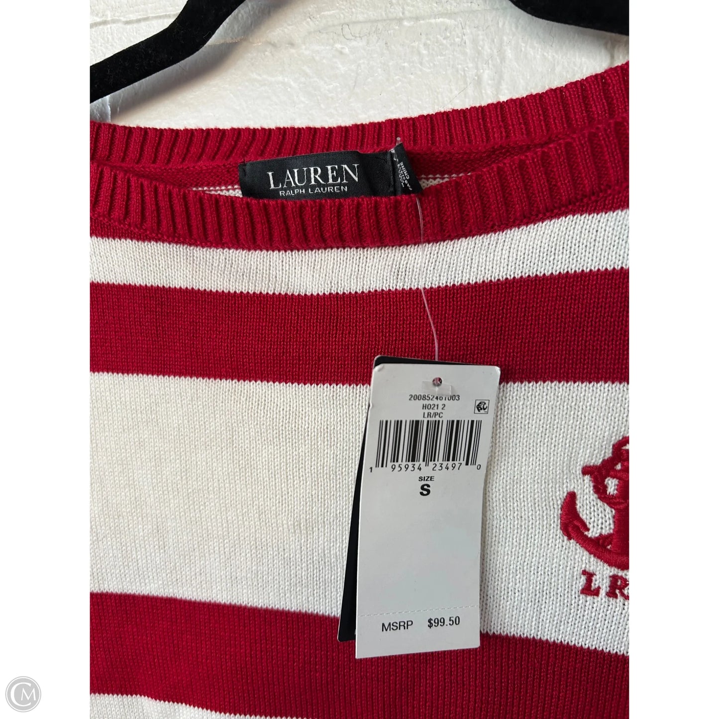 Sweater By Lauren By Ralph Lauren In Red & White, Size: S