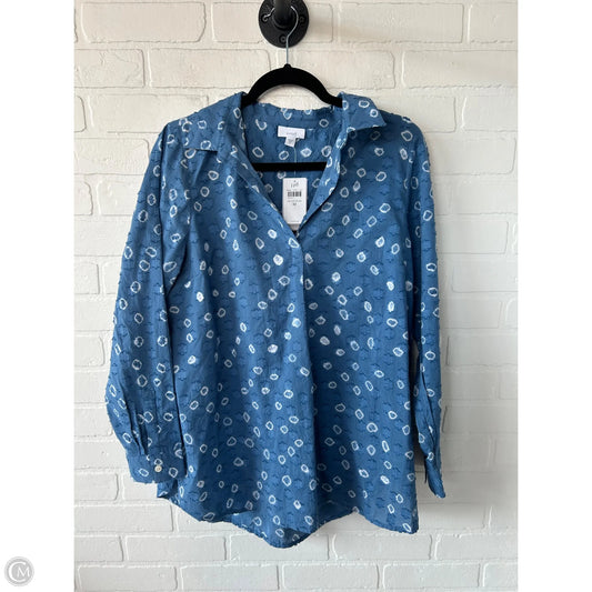 Top Long Sleeve By J. Jill In Blue & White, Size: M