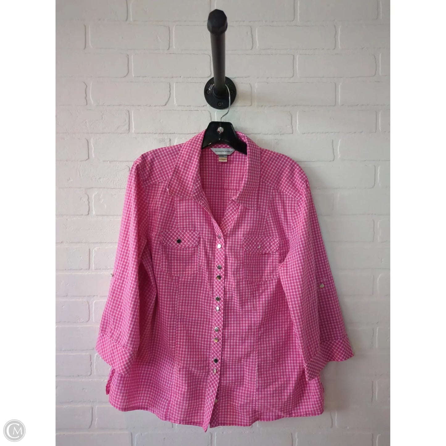 Top 3/4 Sleeve By Christopher And Banks In Pink & White, Size: Xl
