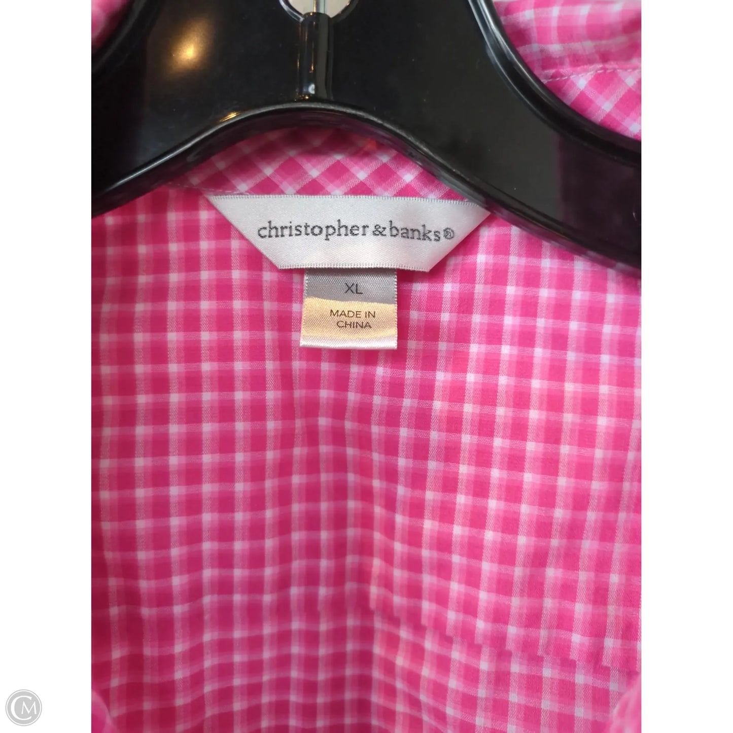Top 3/4 Sleeve By Christopher And Banks In Pink & White, Size: Xl
