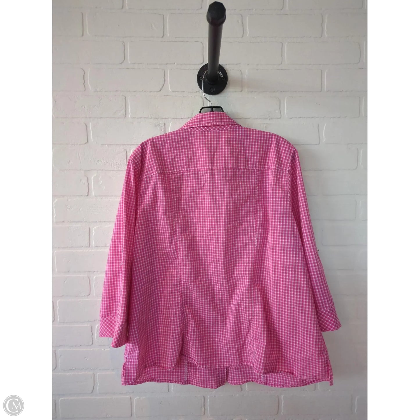 Top 3/4 Sleeve By Christopher And Banks In Pink & White, Size: Xl