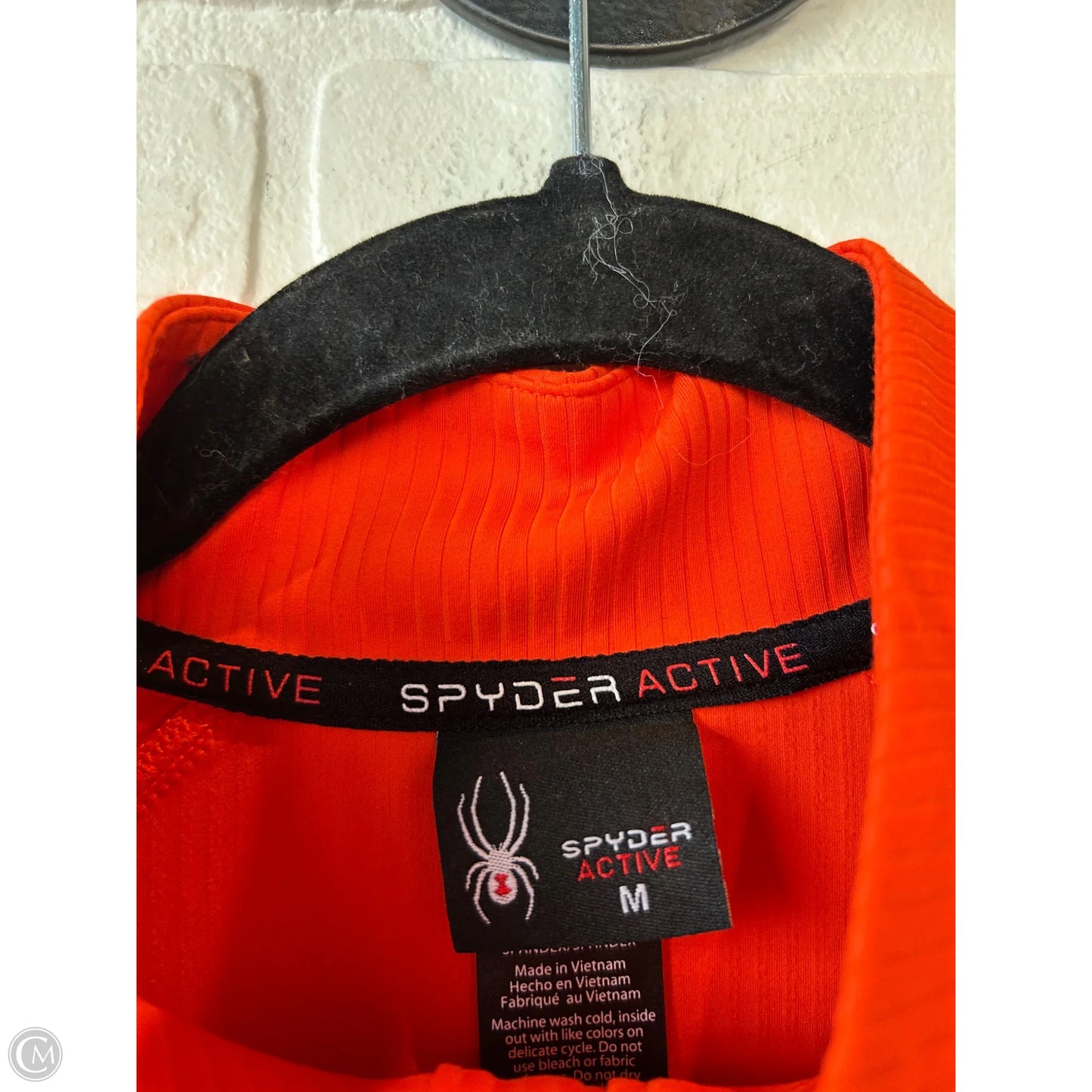 Athletic Top Long Sleeve Collar By Spyder In Orange, Size: M