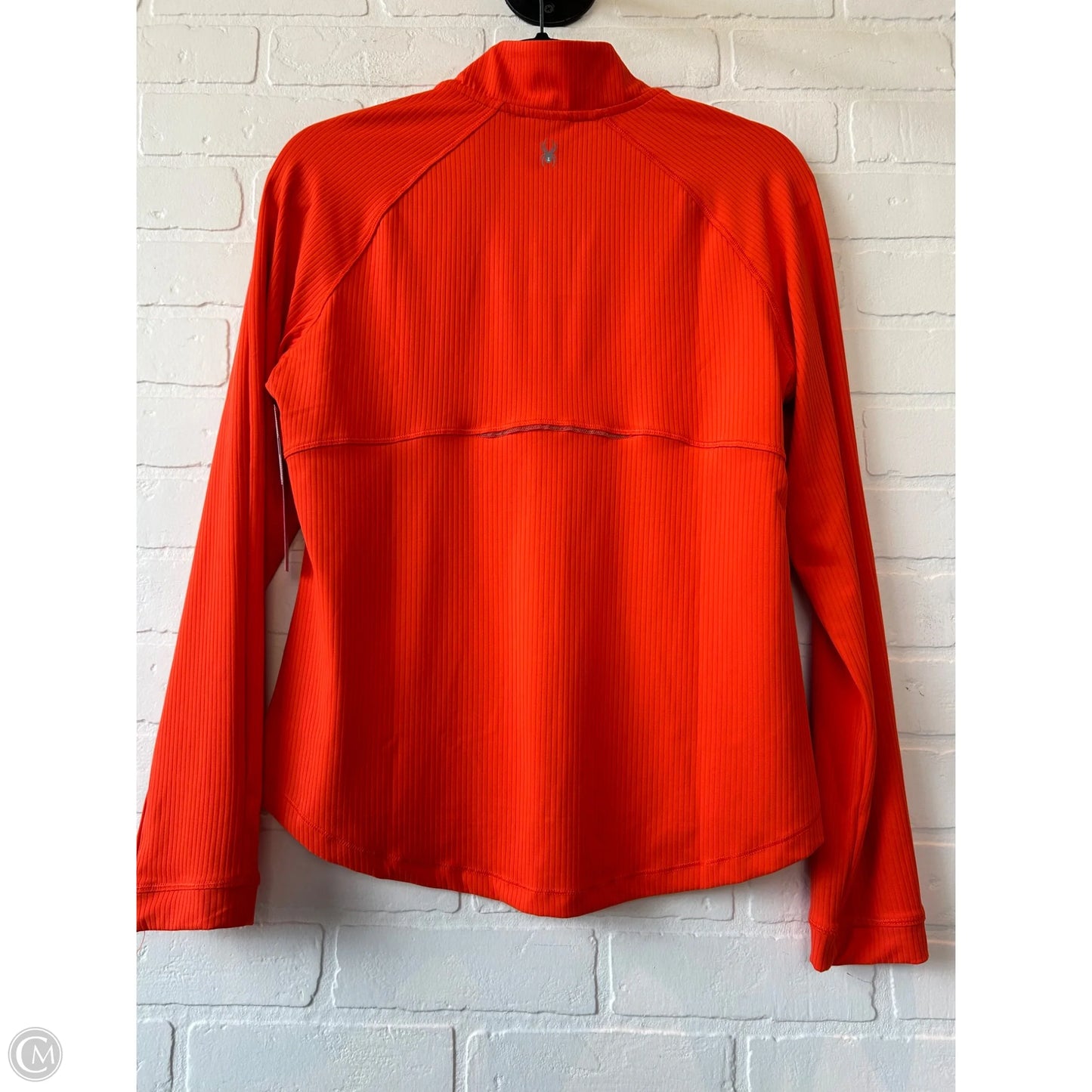 Athletic Top Long Sleeve Collar By Spyder In Orange, Size: M