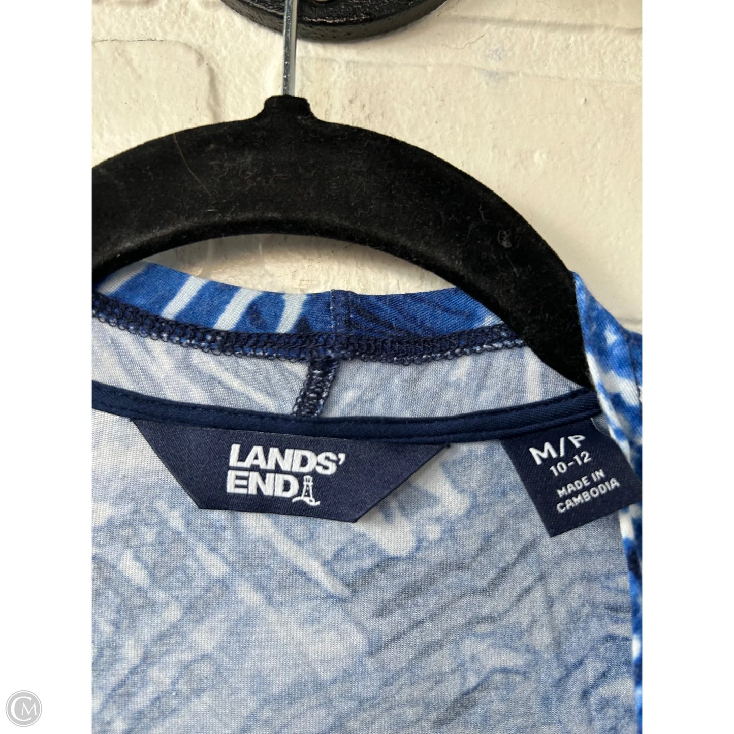 Cardigan By Lands End In Blue & White, Size: M