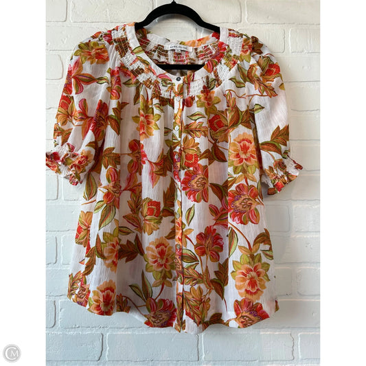 Top Short Sleeve By Rose And Olive In Orange & White, Size: M