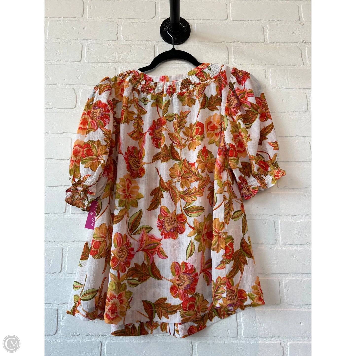 Top Short Sleeve By Rose And Olive In Orange & White, Size: M