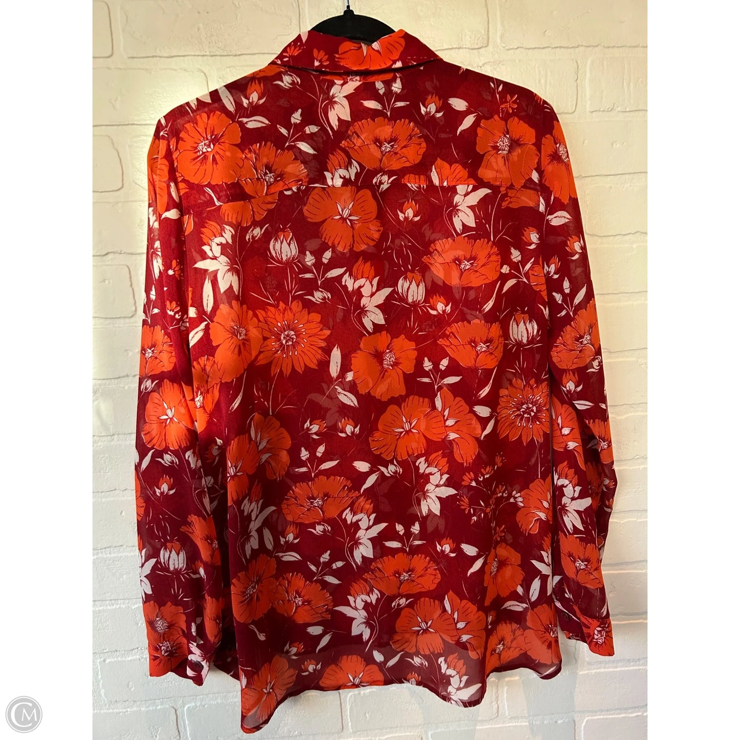 Top Long Sleeve By Cabi In Orange & Red, Size: M