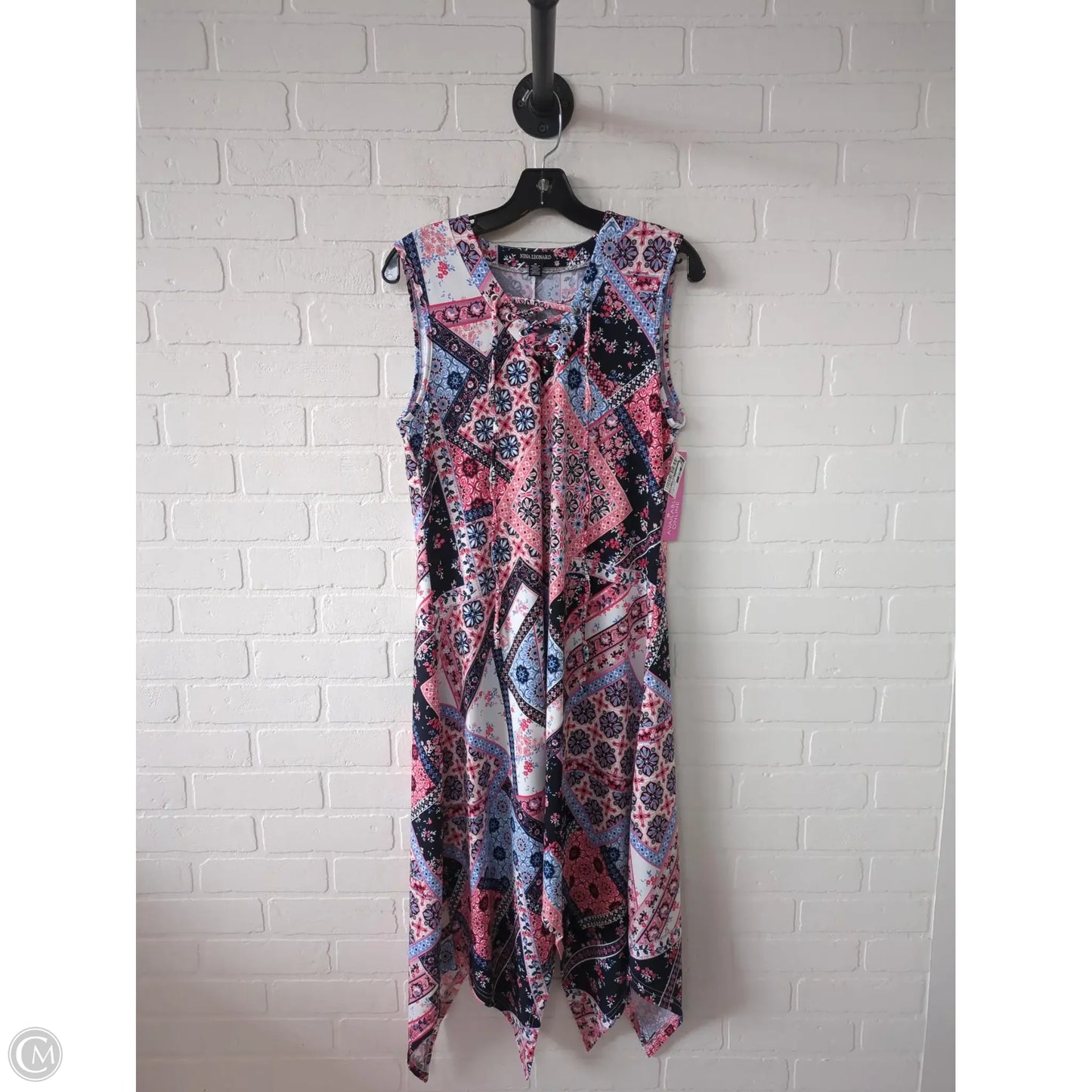 Dress Casual Midi By Nina Leonard In Blue & Pink, Size: M