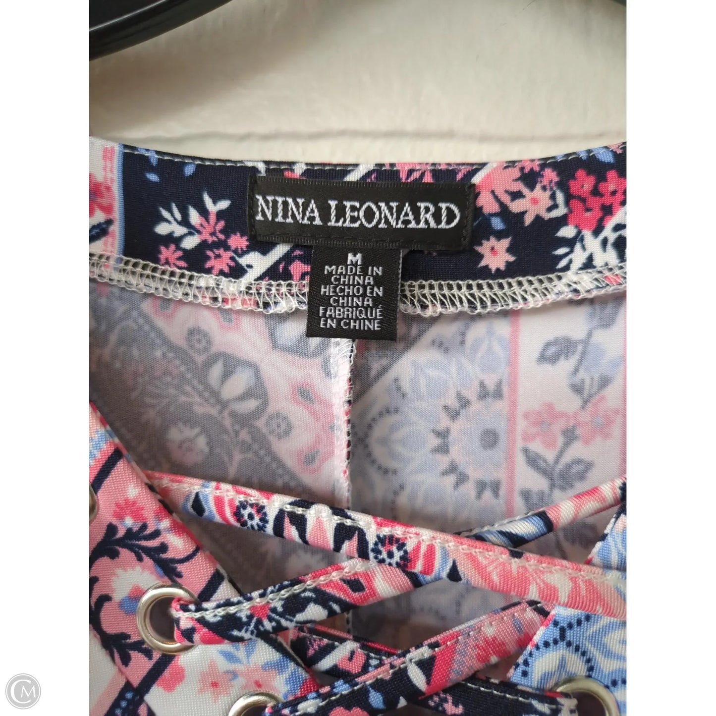 Dress Casual Midi By Nina Leonard In Blue & Pink, Size: M